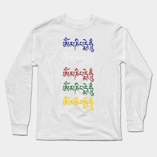 Om Mani Padme Hum Tibetan Buddhist Mantra Dharma Colors Long Sleeve T-Shirt